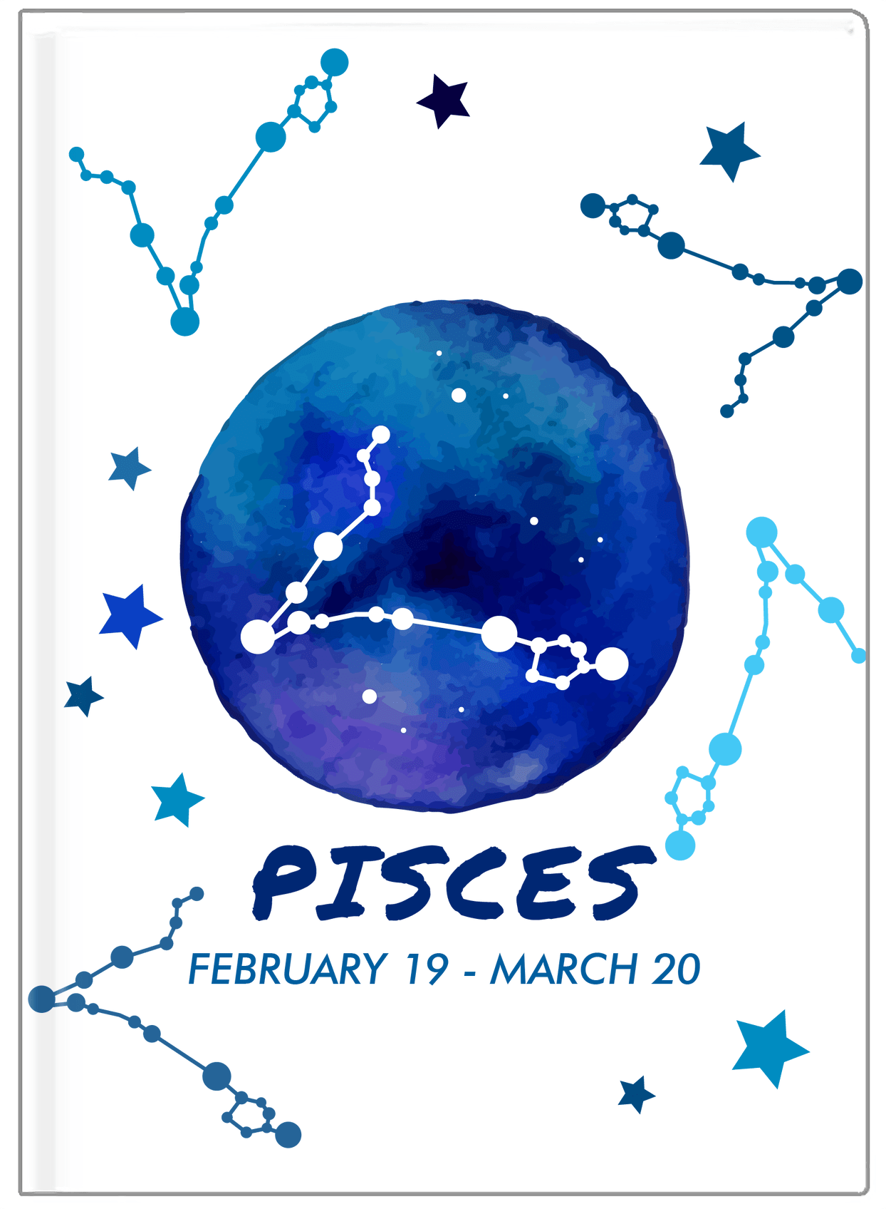 Zodiac Sign Journal - Date Range - Pisces - Front View