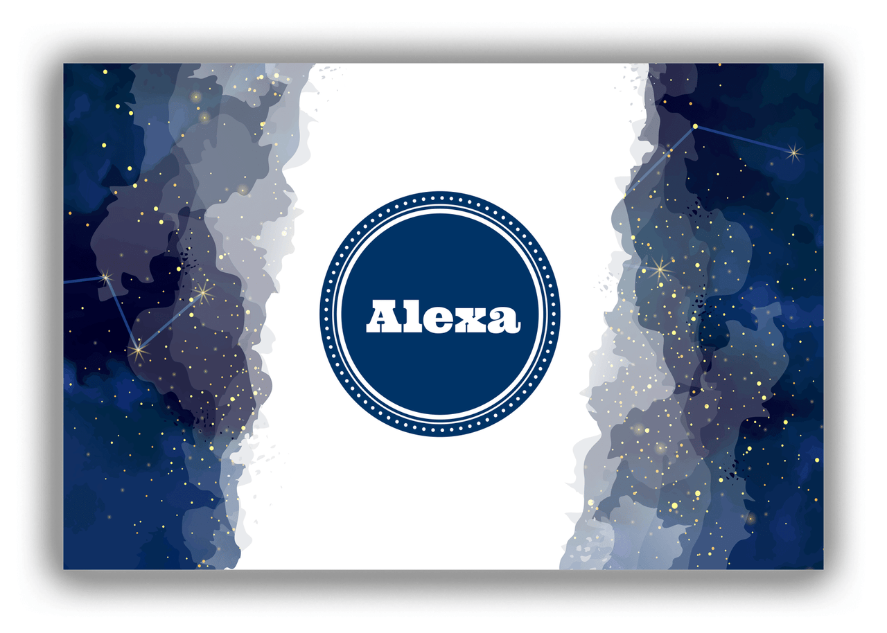Personalized Zodiac Sign Canvas Wrap & Photo Print - Night Sky - Circle Nameplate - Front View