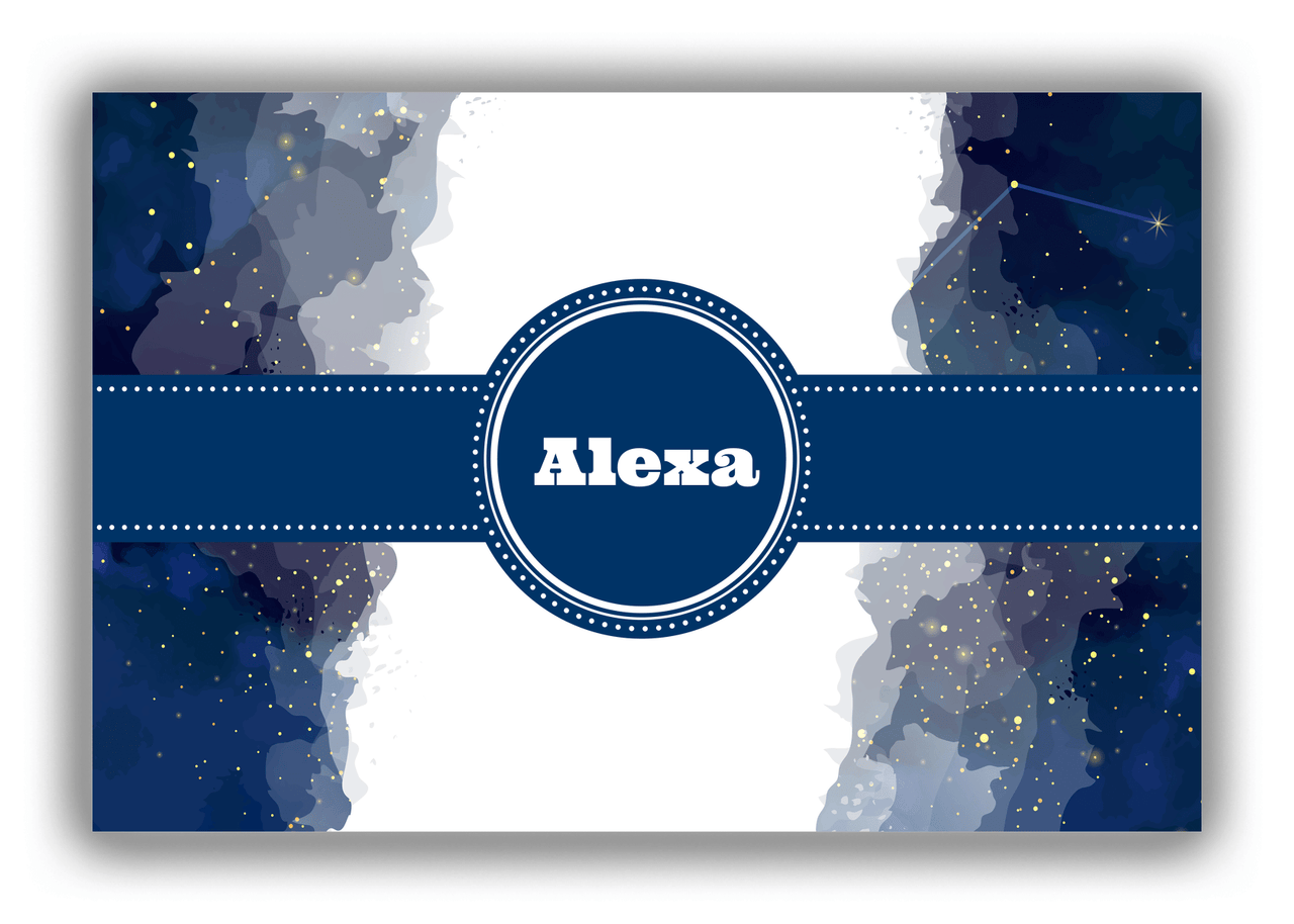 Personalized Zodiac Sign Canvas Wrap & Photo Print - Night Sky - Circle Ribbon Nameplate - Front View
