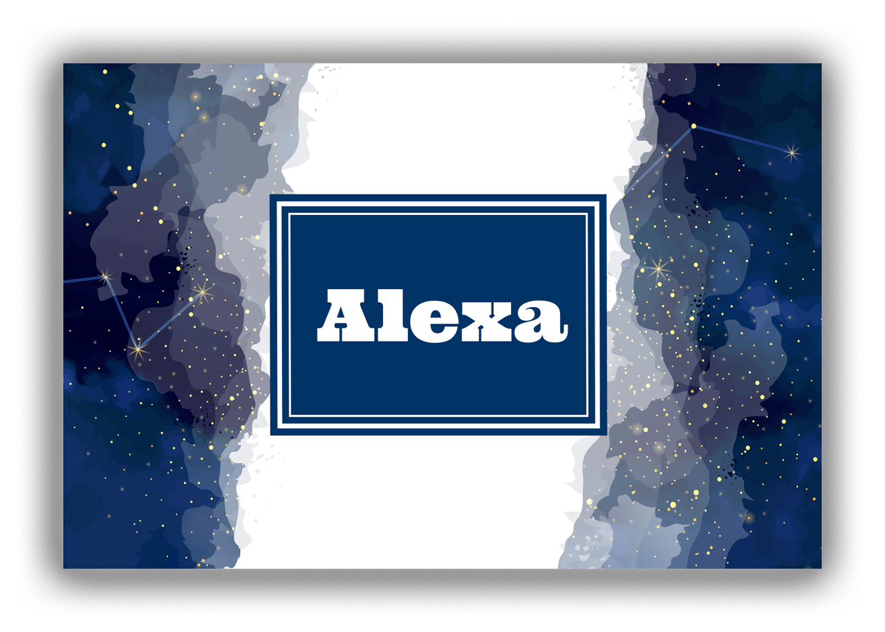 Personalized Zodiac Sign Canvas Wrap & Photo Print - Night Sky - Rectangle Nameplate - Front View