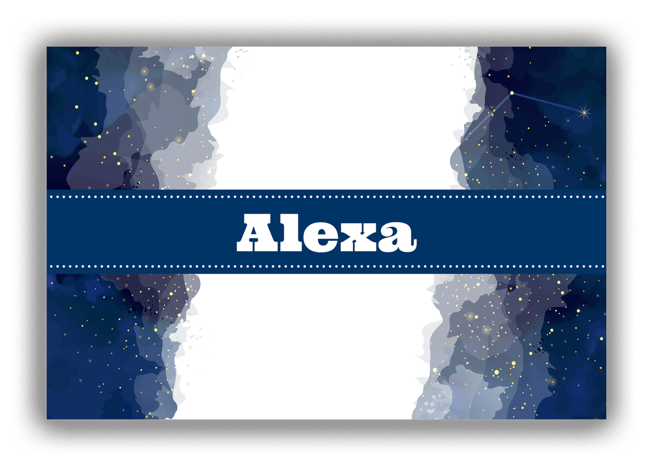 Personalized Zodiac Sign Canvas Wrap & Photo Print - Night Sky - Ribbon Nameplate - Front View