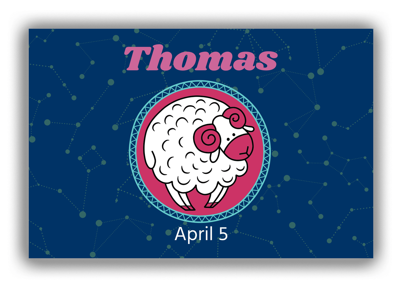 Personalized Zodiac Sign Canvas Wrap & Photo Print - Constellation Circle - Aries - Front View