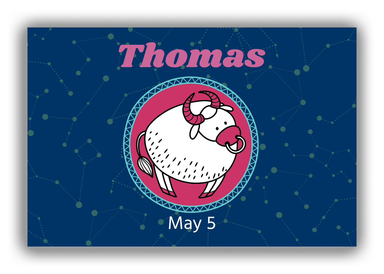 Personalized Zodiac Sign Canvas Wrap & Photo Print - Constellation Circle - Taurus - Front View