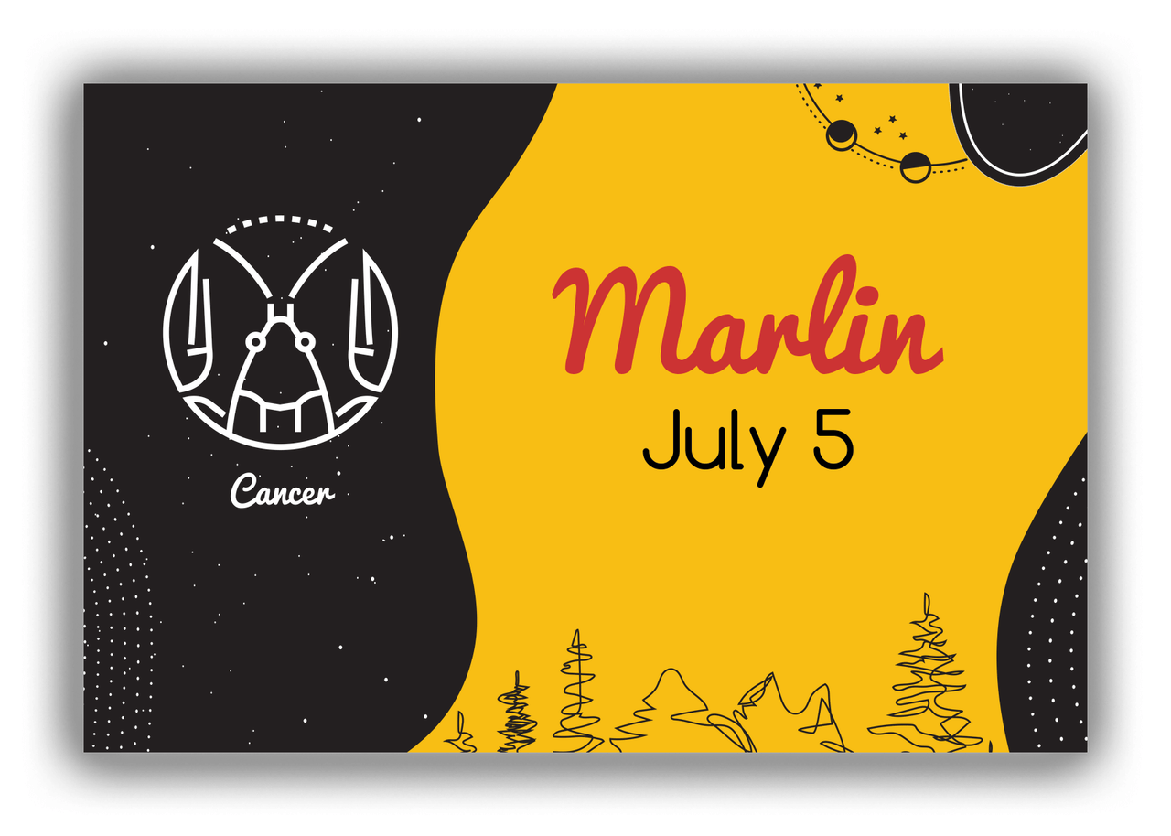 Personalized Zodiac Sign Canvas Wrap & Photo Print - Line Art - Cancer - Front View