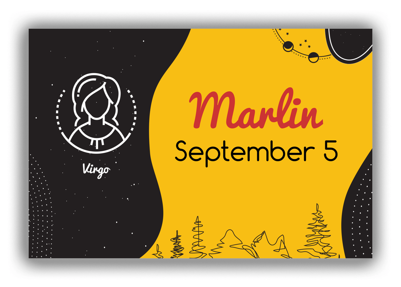 Personalized Zodiac Sign Canvas Wrap & Photo Print - Line Art - Virgo - Front View