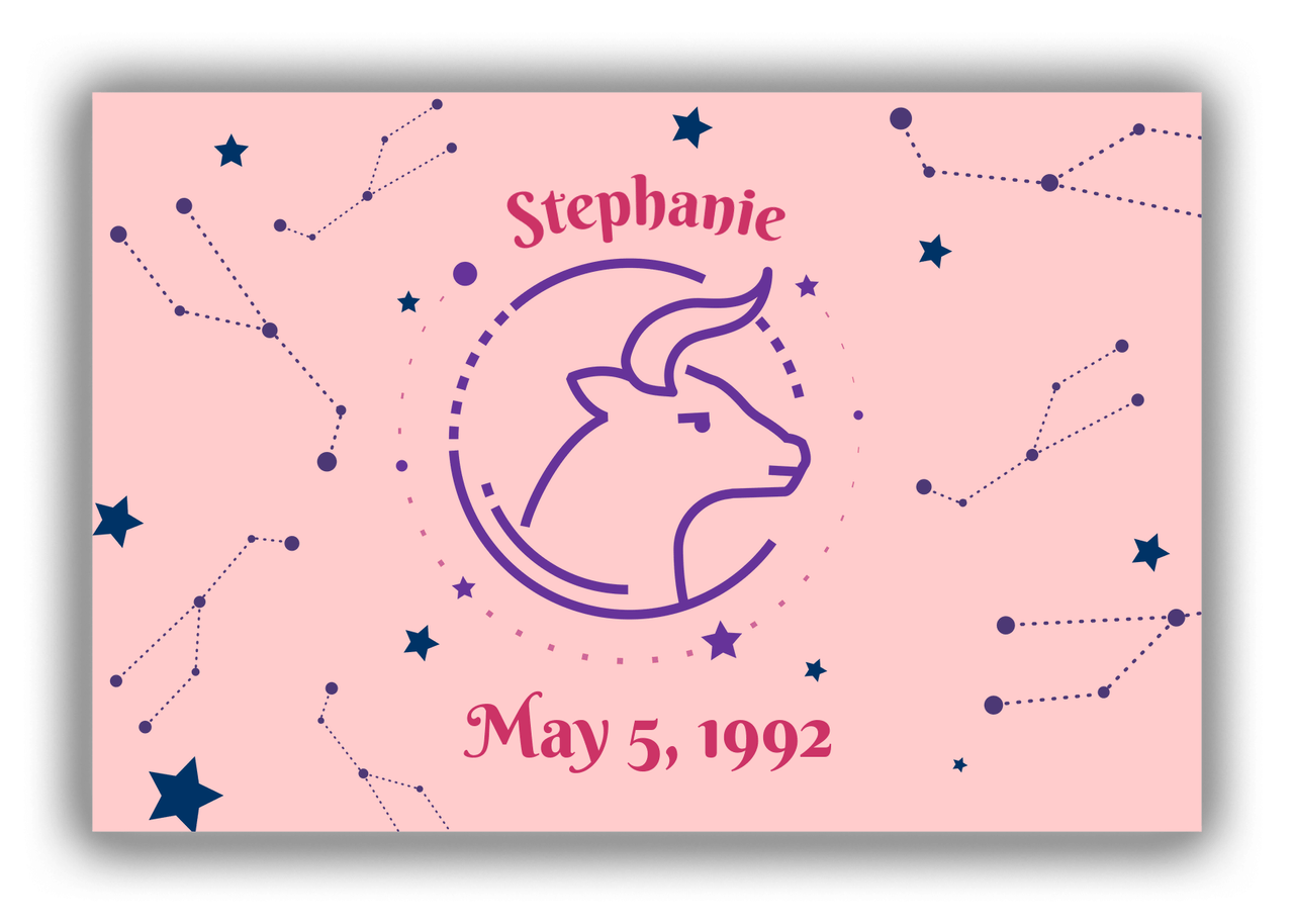 Personalized Zodiac Sign Canvas Wrap & Photo Print - Constellation - Taurus - Front View