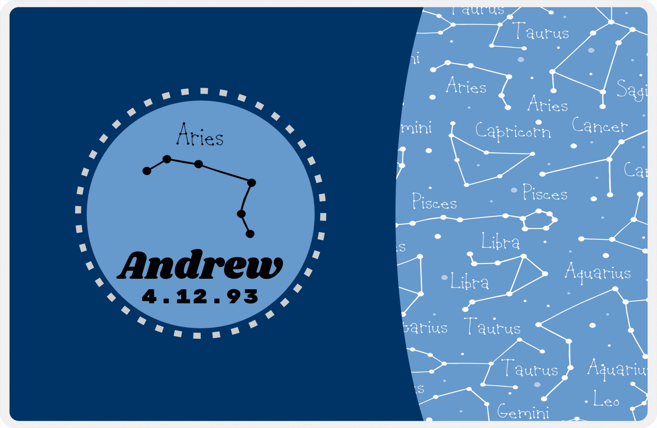 Personalized Zodiac Sign Placemat - Constellation Circle - Aries -  View