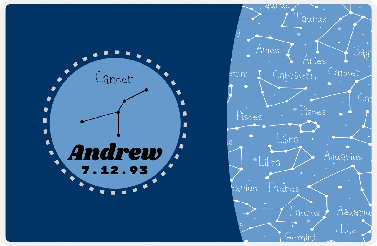 Personalized Zodiac Sign Placemat - Constellation Circle - Cancer -  View