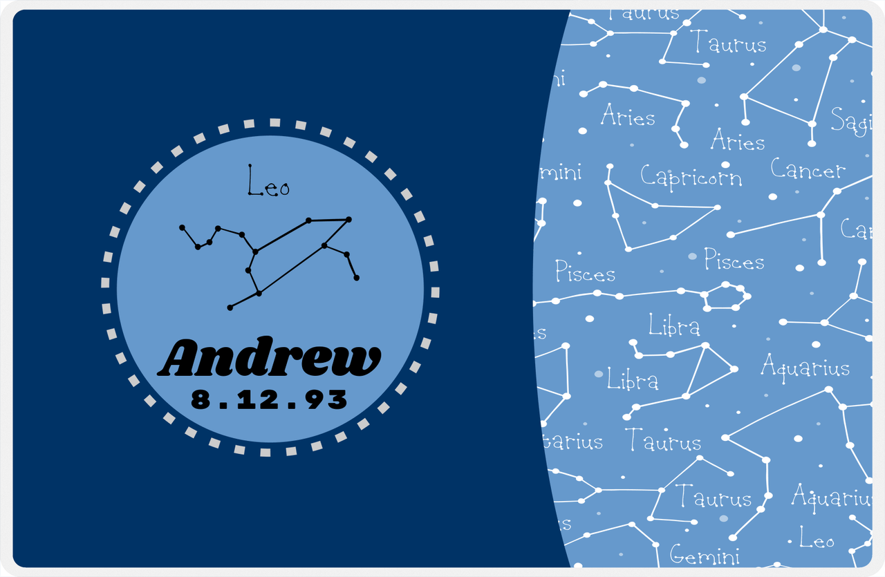 Personalized Zodiac Sign Placemat - Constellation Circle - Leo -  View