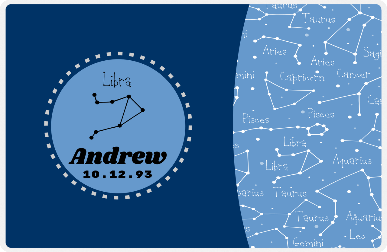 Personalized Zodiac Sign Placemat - Constellation Circle - Libra -  View