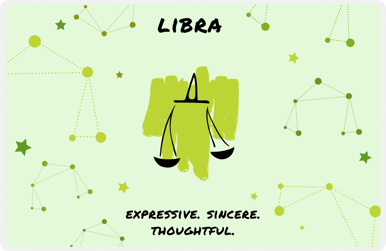 Zodiac Sign Placemat - Characteristics of a Libra -  View