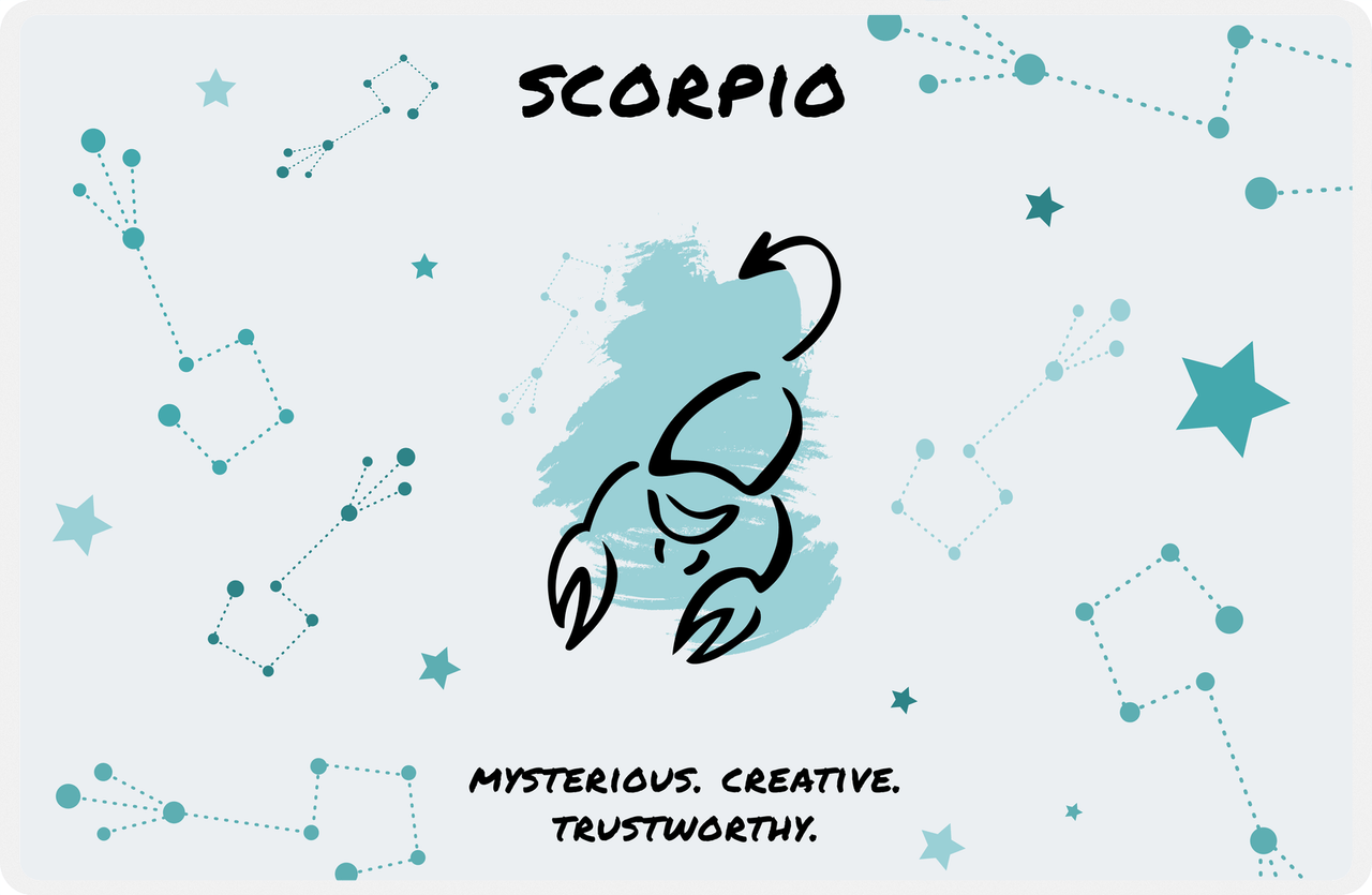 Zodiac Sign Placemat - Characteristics of a Scorpio -  View